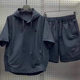 Summer Lightweight Breathable Hooded Short-sleeved Shorts Two-piece Set Men's Fashionable Simple Solid Color Loose Casual suit
