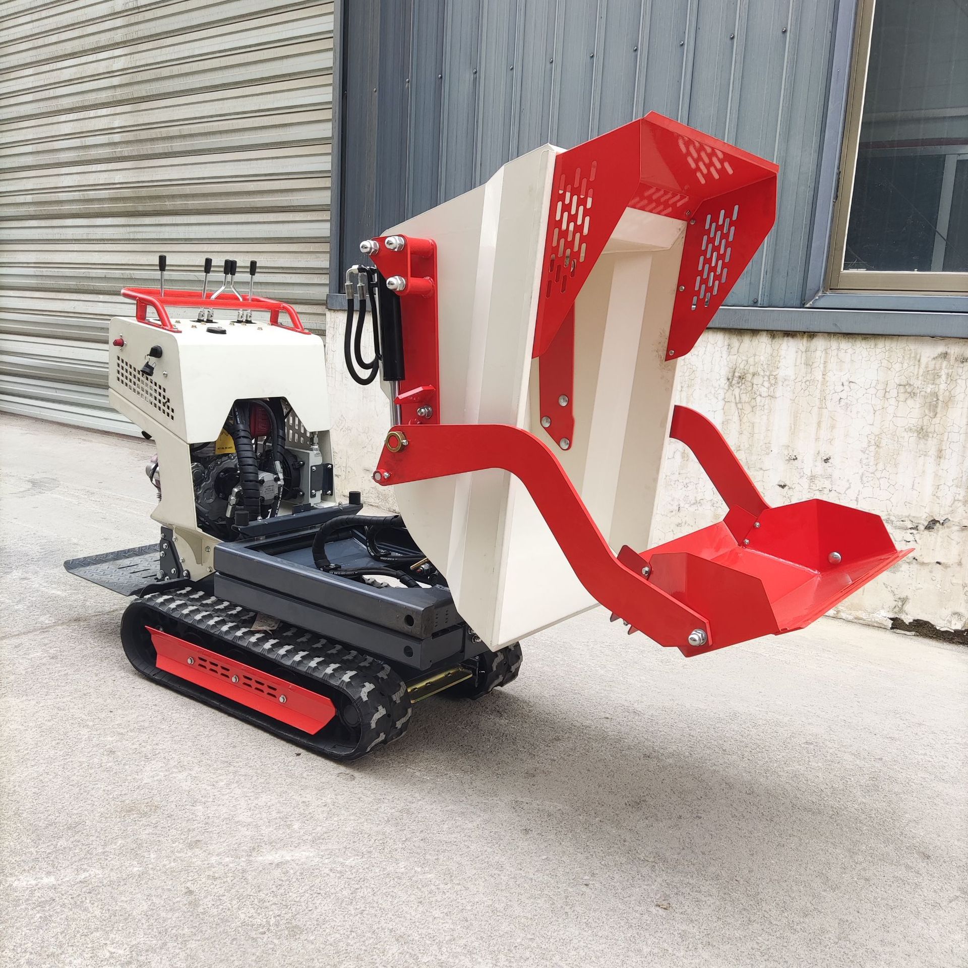 全液压履带式翻斗车小型迷你履带式升降翻斗自卸车手扶工地运输车