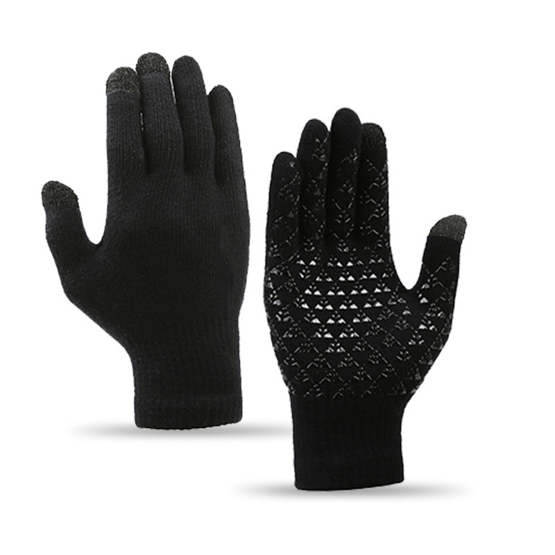 Guantes de lana de conducción antideslizantes de punto para hombre pantalla táctil de invierno teléfono móvil a prueba de frío guantes calientes de cinco dedos para mujer transfronterizos