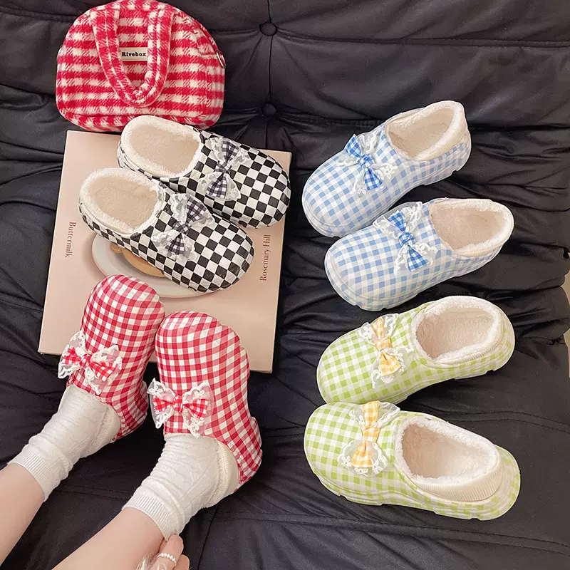 厂家批发秋冬季月子鞋蝴蝶日常结棉布透气吸汗防滑春秋拖鞋女外穿
