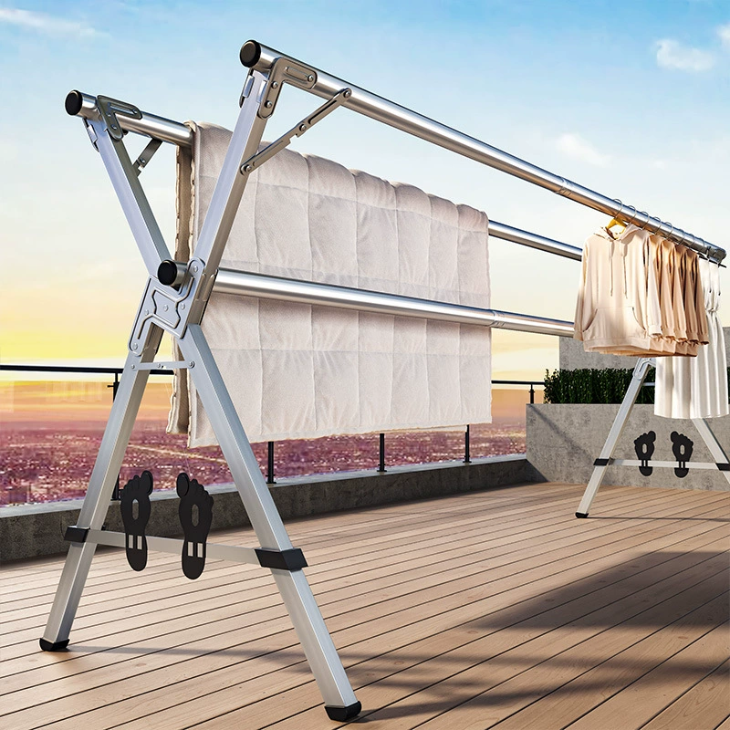 Сушилка из нержавеющей стали напольная Складная внутренняя и наружная двухполюсная стеганая стойка телескопическая Балконная Мобильная охлаждающая стойка