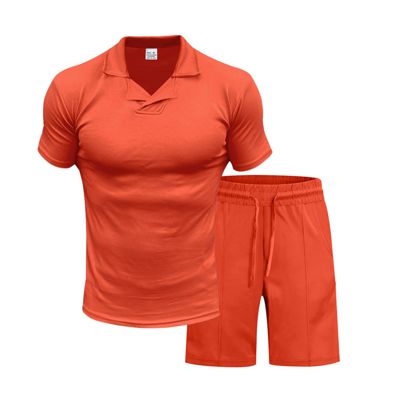 Men's Quick-Dry Short Sleeve Shirt & Shorts Set, Casual Sportswear With Collar For Summer Outdoor Activities, Lightweight Polyester Activewear_viptrois.com