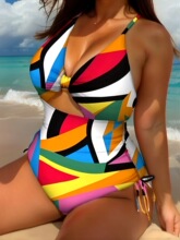 B 28551 Floral Print One Piece Swimsuit �黨����Ӿ�� ��