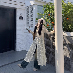 波西米亚风罩衫连衣裙女早秋季新款设计高级蕾丝开衫漂亮长款裙子
