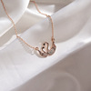 Short swan stainless steel, necklace, golden chain, pendant, Japanese and Korean, simple and elegant design, 18 carat, pink gold, internet celebrity