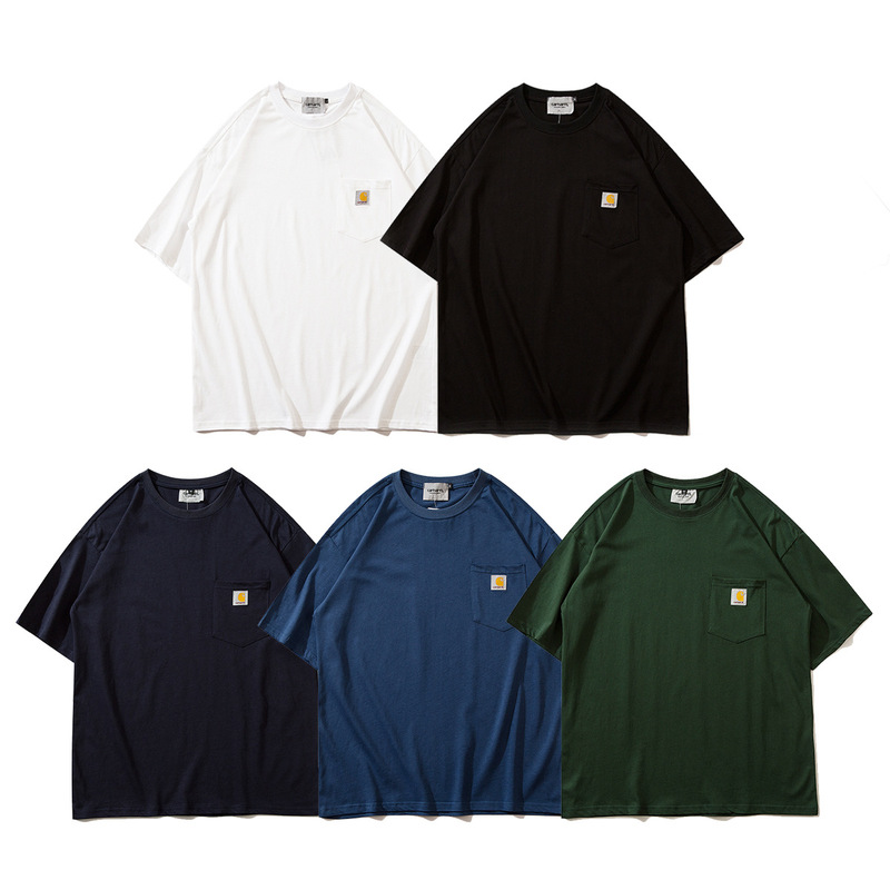 Carhartt Pocket Embroidery Short-Sleeve Trendy Classic Unisex Couple Loose Solid Color Half-Sleeve T-Shirt