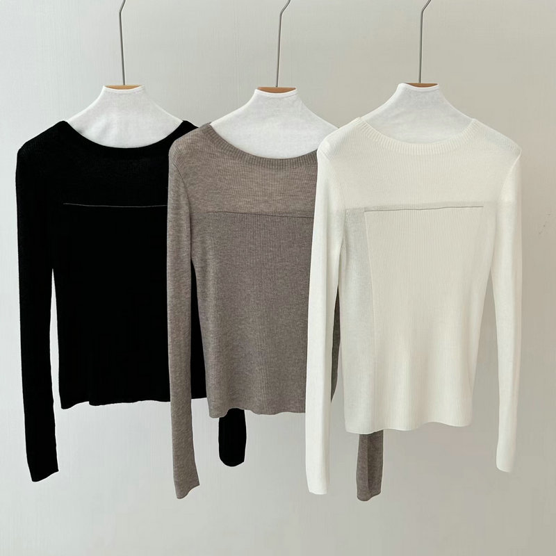 Glitter High Elastic Wool Off-neck Long Sleeve Sweater