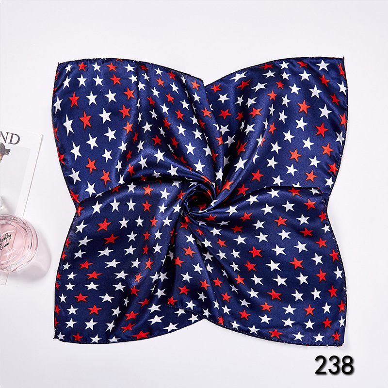 35g Weight Silk Scarf Classification Office, Daily Occasion Satin Cloth Material Star, Flower Pattern Spring&Summer Season Women's Gender Printing Design Elegant Style Women's Elegant Star Flower Satin Cloth Printing Silk Scarf 34