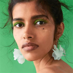 Exaggerated Japanese and Korean Style Floral Flower Ear Hooks with Acrylic Petals, Long and Layered Flower Design, Fashion Trendy