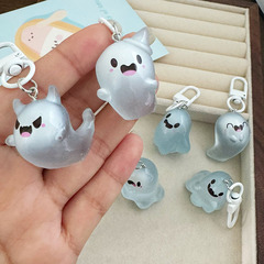 ハロウィン発光ゴーストキーホルダー立体漫画透明カップルエルフペンダントスクールバッグかわいいアクセサリー