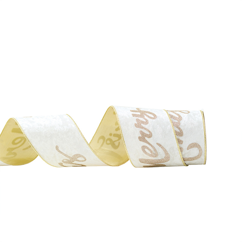 Cross-border nuevo color champagne de alta calidad tela de lana italiana cinta de navidad merrychristmas cinta de arco