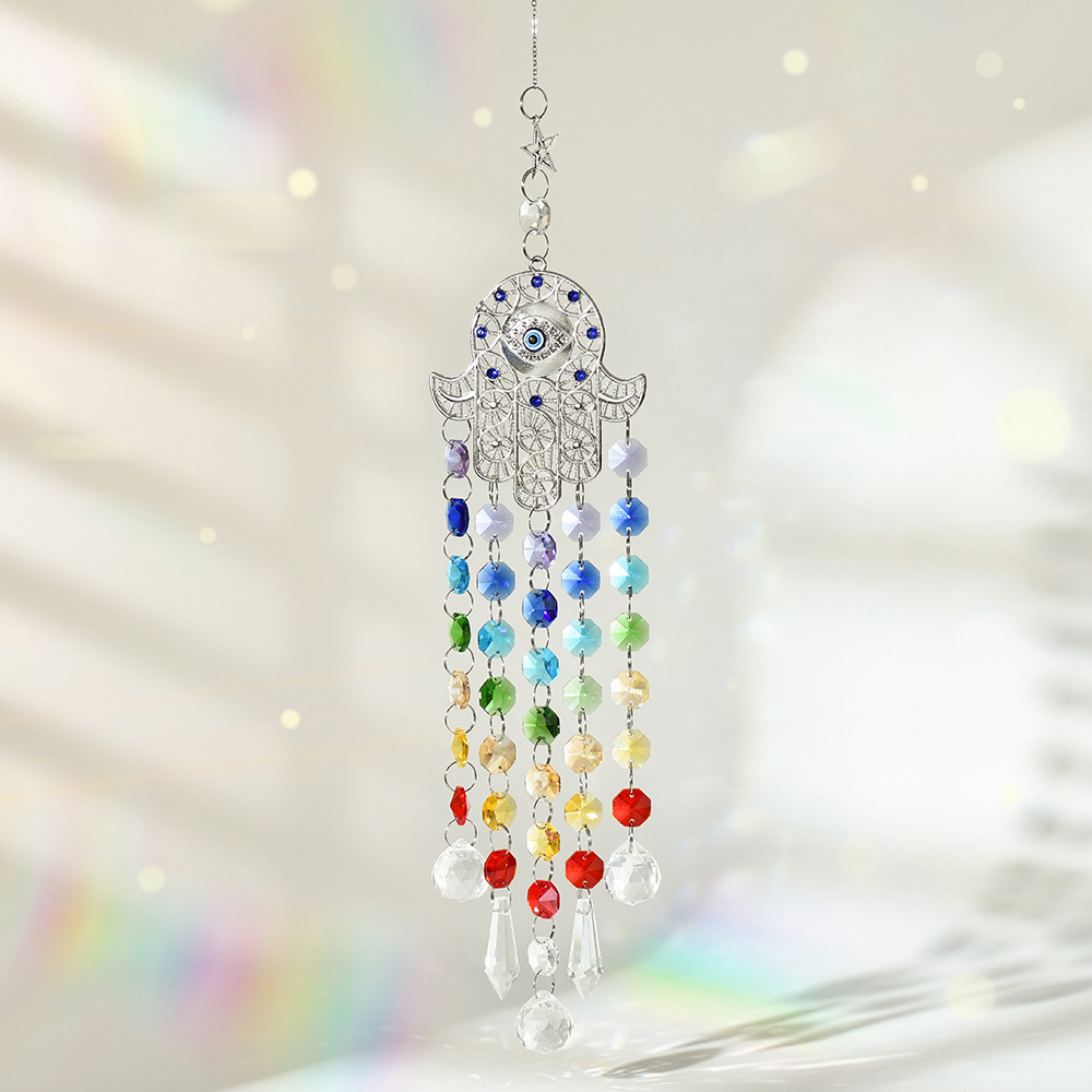 Suministro directo de fábrica suministro transfronterizo Arco Iris jardín decoración Ojo del Diablo Árbol de la vida Crystal Sun Catcher colgante
