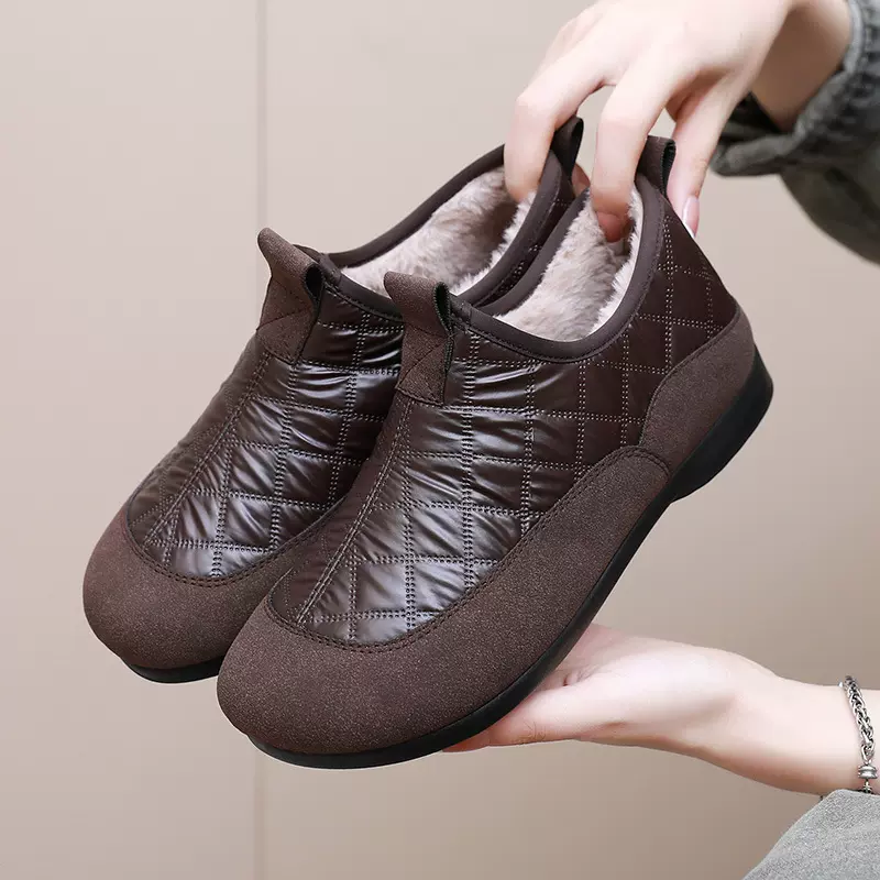 棉鞋女冬季新款防水防滑时尚韩版雪地靴加绒加厚保暖一脚蹬妈妈鞋