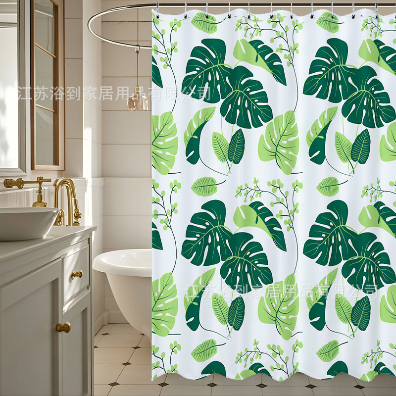 Cross-Border Popular Peva Shower Curtain Waterproof and Mildew-Proof Bathroom Punch-Free Toilet Partition Curtain Labeling and Delivery