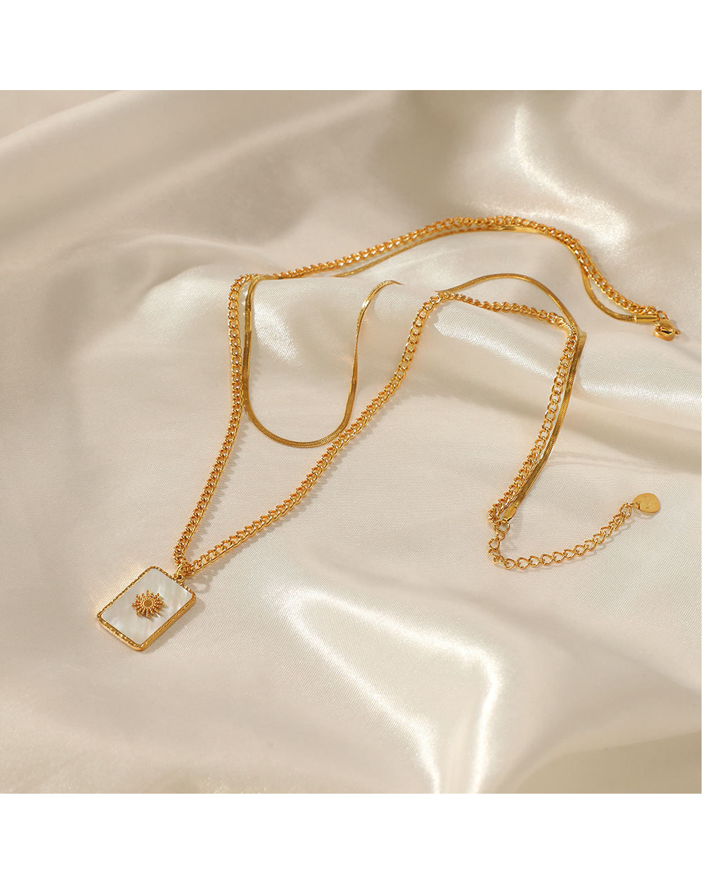 Fashion Square Stainless Steel Plating Shell Pendant Necklace