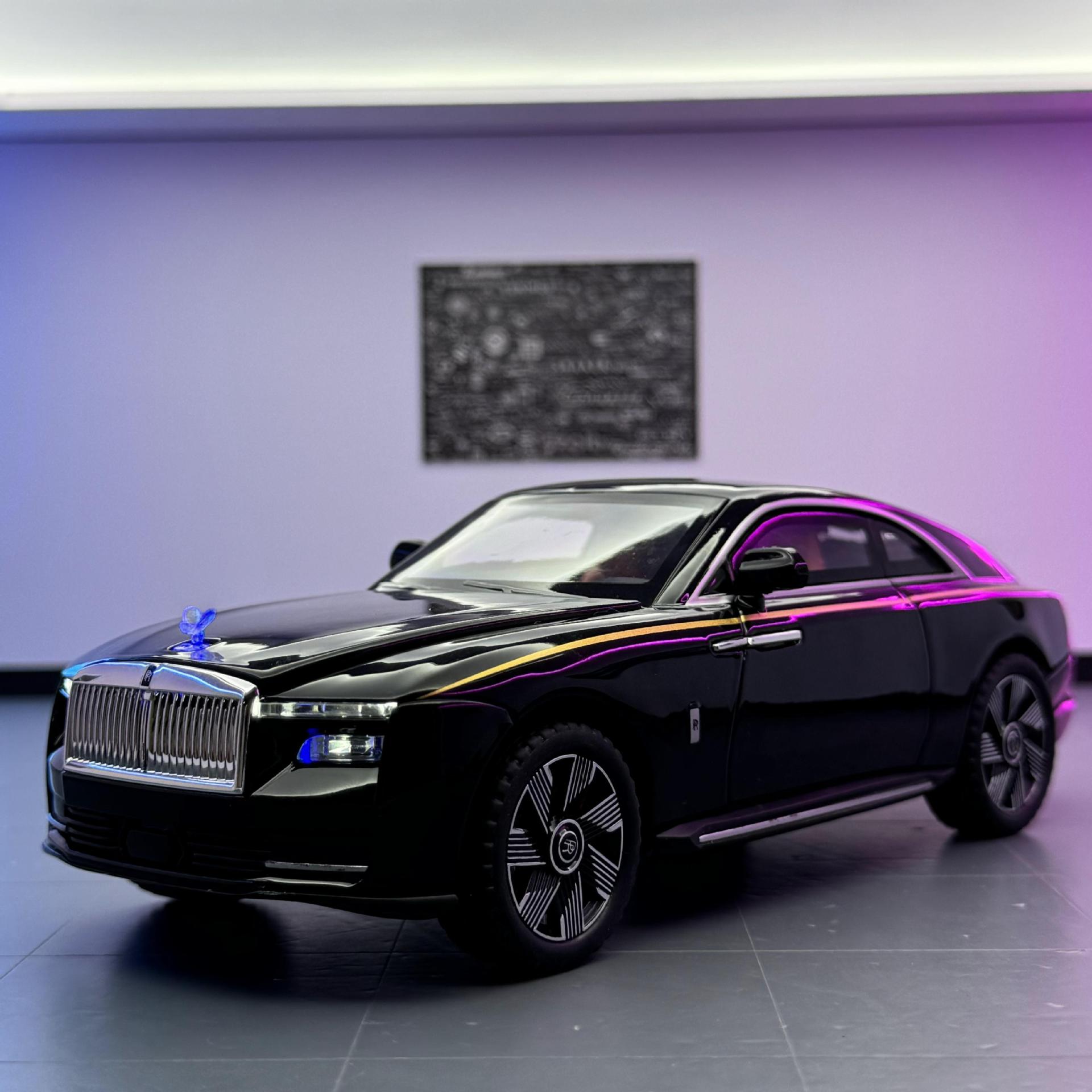 Coche a modelo de coche de aleación 1:24 Rolls Shining Sports Car Back Force con sonido y luz Coche de juguete Modelo de efecto de sonido Adornos