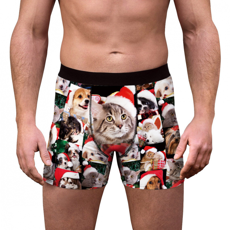 Cross-Border Men's Underwear Christmas Series Men's Boxer Briefs 3D Digital Print Men's Shorts Four-Corner Briefs Men's Underwear Available for Dropshipping Cross-Border Men's Underwear Christmas Series Men's Boxer Briefs 3D Digital Print Men's Shorts Four-Corner Briefs Men's Underwear Available for Dropshipping