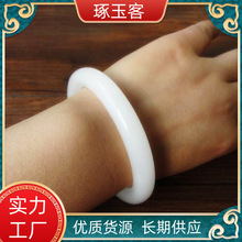 河南玉器玉石批发 汉白玉圆条手镯 细料汉白玉玉石镯子