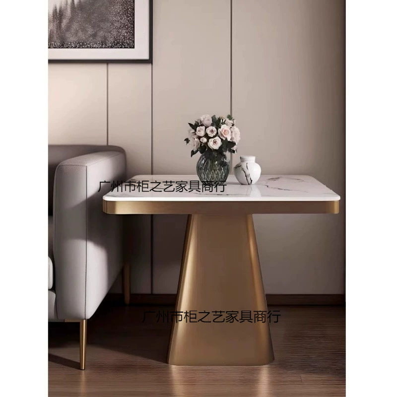 Легкий роскошный приставной столик из сланца, журнальный столик, простой гостиничный стол для переговоров, квадратный стол, креативный маленький столик для гостиной, прикроватная тумбочка