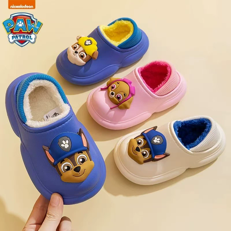 Wang Team Детская хлопковая обувь для мальчиков, осенне-зимняя домашняя непромокаемая Нескользящая теплая Милая женская сумка с хлопковыми тапочками