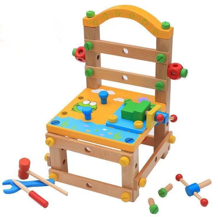 Transfronterizo Montessori Niños DIY Luban silla tuerca de desmontaje manual de montaje de la herramienta de montaje de juguetes educativos multifuncionales