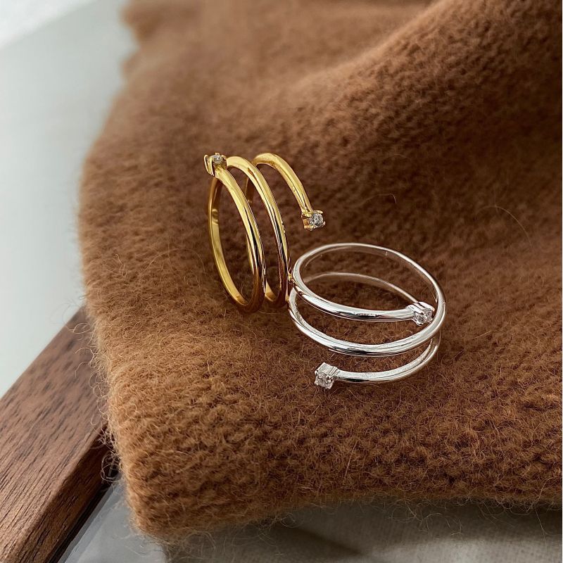 925 Sterling Silver Geometric Open Rings Rings display picture 6