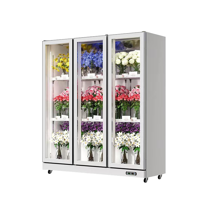 Vitrina refrigerada para conservación de flores, vitrina refrigerada con enfriamiento por aire y sin escarcha, vitrina vertical comercial con puerta de vidrio para floristería