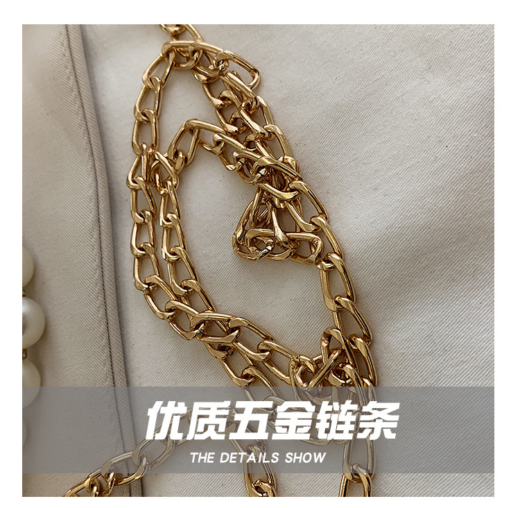 Fashion Contrast Color Chain Wooden Handle Pearl Handbag display picture 13