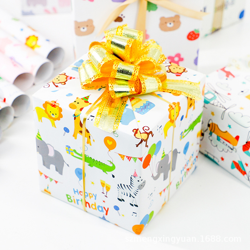 Nuevo papel de regalo creativo de dibujos animados de vacaciones de cumpleaños de hoja grande kindergarten bricolaje caja de regalo hecha a mano papel de embalaje papel decorativo
