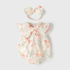 嬰兒衣服夏季新生兒包屁衣女寶寶連體衣滿月百天國風哈衣薄款夏裝