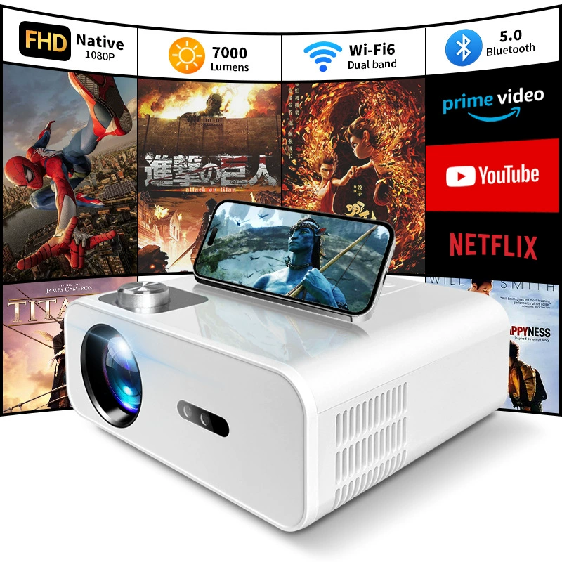 Проектор для дома и офиса, сверхяркий, высокая чёткость 1080P, автофокус, проекция с экрана телефона, кинотеатральное звучание