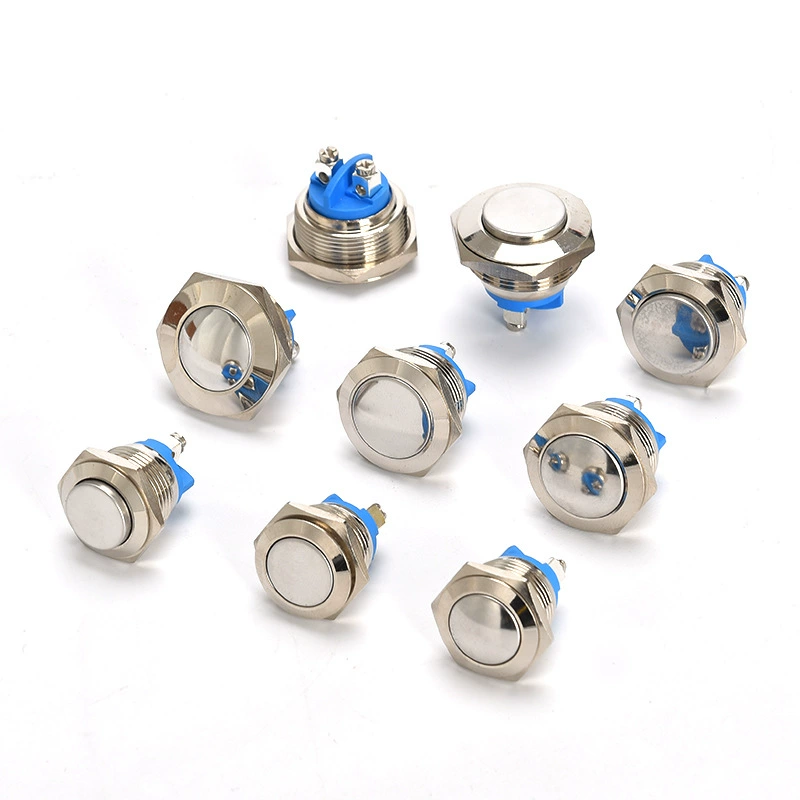 12/16/19/22 мм металлический кнопочный переключатель с высокой головкой Винт с плоской головкой ножка сброс нормально открытый Толчковый кнопочный переключатель