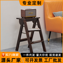 胡桃木梯凳家用室内登高楼梯多功能实木台阶小梯子加厚凳子两用