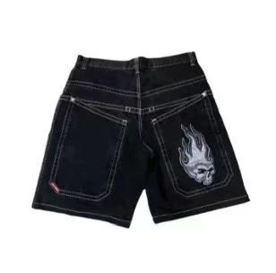 Джинсовые шорты ретро, loose fit, стирка черный/синий, разные размеры (2–XXL)