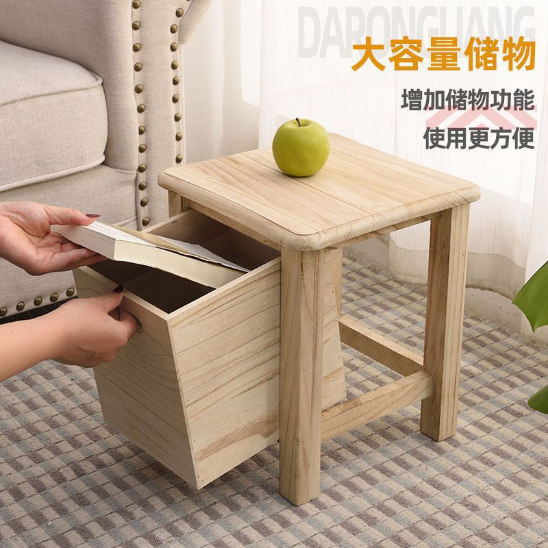 Internet Celebrity Retro Shoe Changing Bench Adult Coffee Table Square Stool Living Room Children Bench Household Solid Wood Low Stool