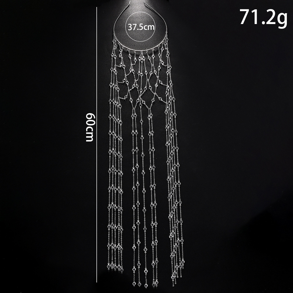 Europa y América nuevas cadenas de cabello de bordas largas exageradas diamante bandas de cabello temperamento vestido accesorios Headwear mujeres