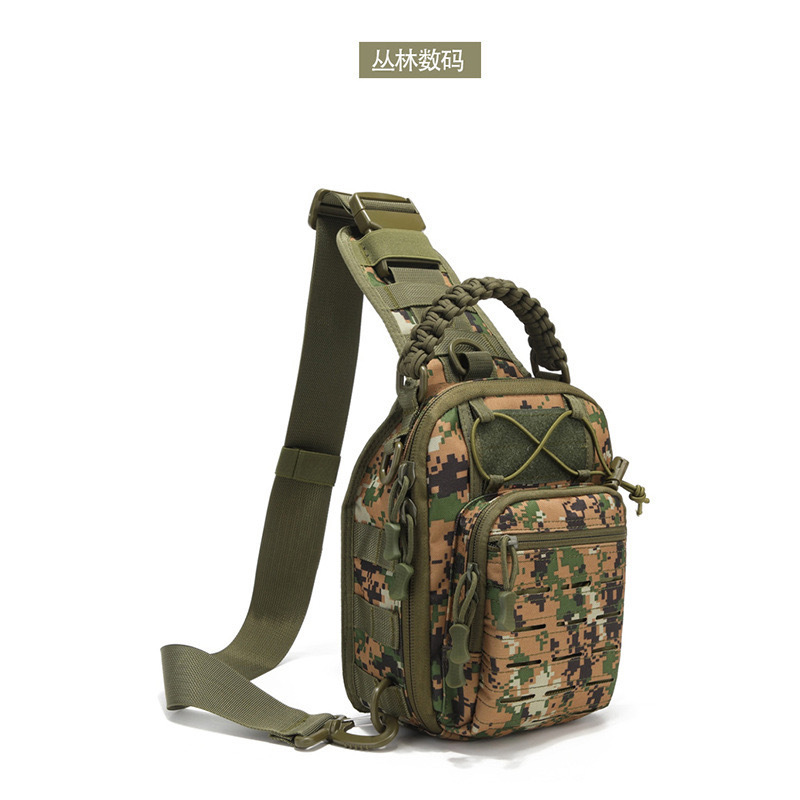 Nueva bolsa de viaje portátil al aire libre de un solo hombro inclinado camuflaje deportivo de campo pequeño pecho bolsa de perforación láser