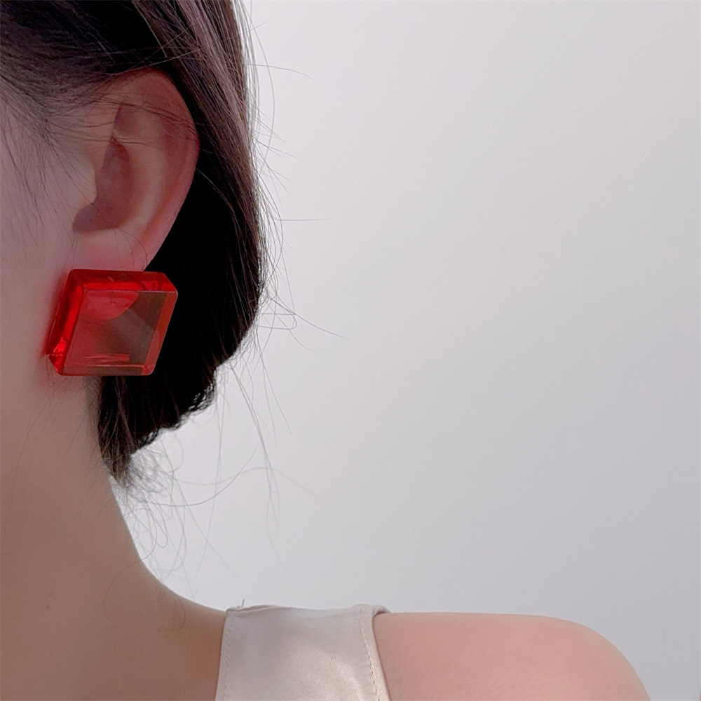 1 Pair Simple Style Square Arylic Ear Studs display picture 8
