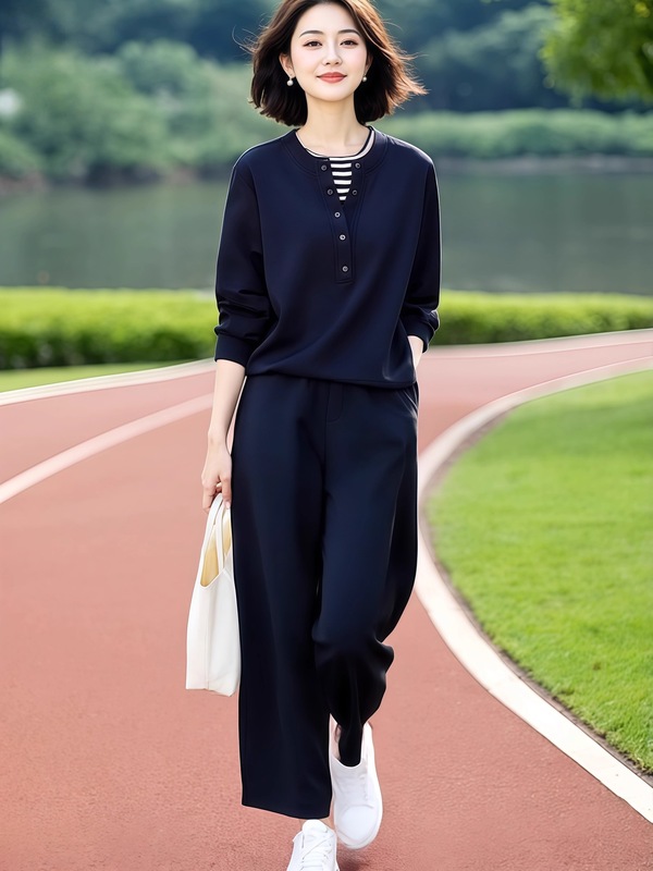 休闲运动套装女2025搭配一整套超火早秋穿搭韩系减龄休闲两件套|undefined