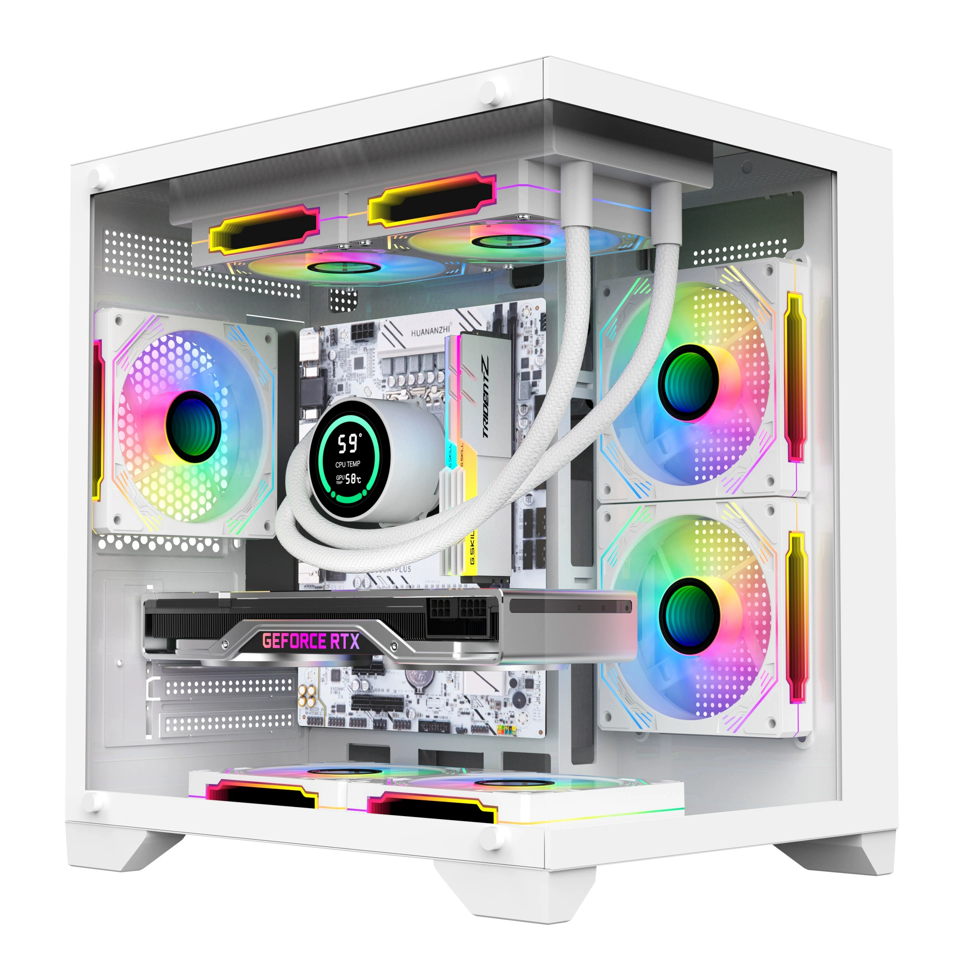 Корпус ПК AOC CG391B, белый, боковые панели из закалённого стекла, опция блока питания 391 Вт