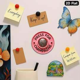 2D平面淡粉色复古香槟按钮设计亚克力磁铁派对周年庆新年礼物