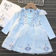 外贸童装2025春季新款纯棉小童裙爱莎美人鱼万圣节演出服一件代发