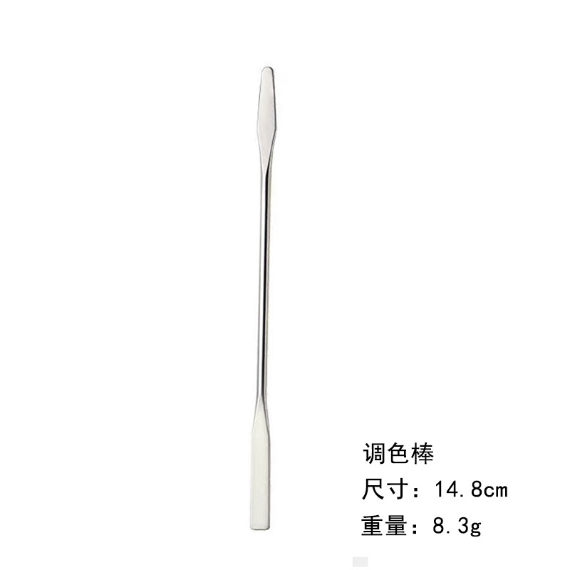 新品ファンデーションシャベルパレットステンレスネイル化粧パレットダブルヘッド撹拌ファンデーションスクレーパーセット