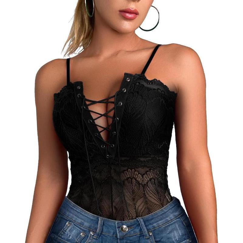 Foreign Trade Dropshipping Cross-Border Bodysuits Lace Bodysuit Mesh Bodysuit Collar Teddy See-Through Bodysuit
