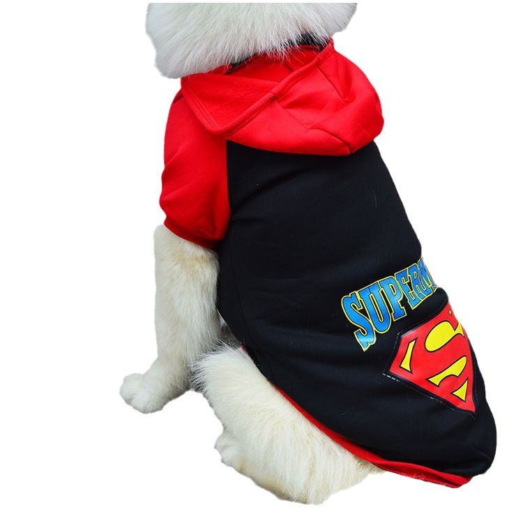 Liquidación mascota Otoño e Invierno grande, mediano y pequeño perro gato ropa Superman Batman Golden Retriever Samo suministros al por mayor