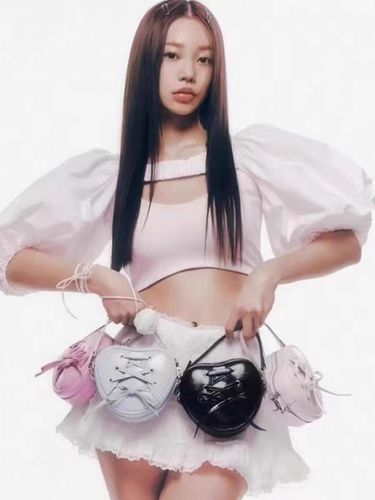 Bago Lady 2025 Ballet Style Mini Heart Handbag with Bow Sweet and Cute Shoulder Bag