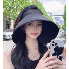 夏の女性のフルフェイス日焼け止め帽子、ファッショナブルで多用途なアイスシルク中空トップカジュアルハット、ハイエンドでクールなポニーテールハット