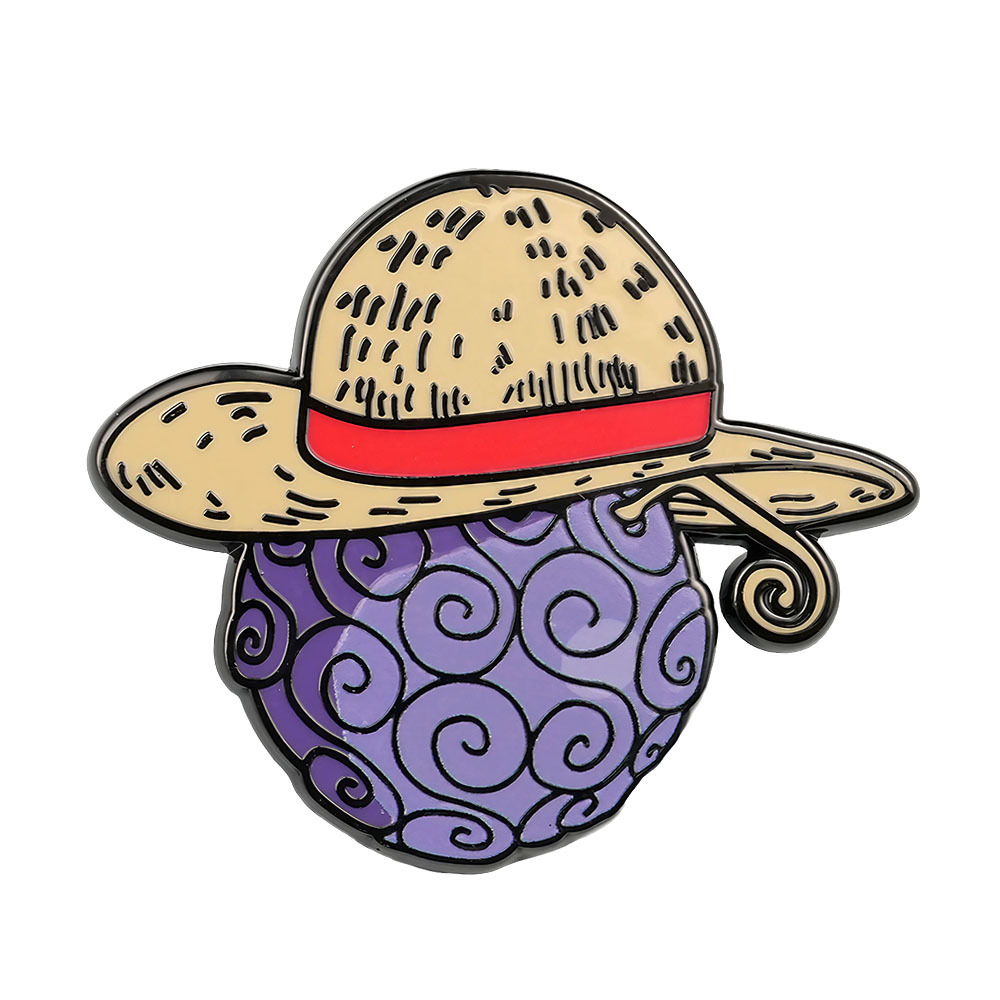 One Piece Devil Fruit Enamel Brooch Wearing Straw Hat Fruit Metal Badge Accessories