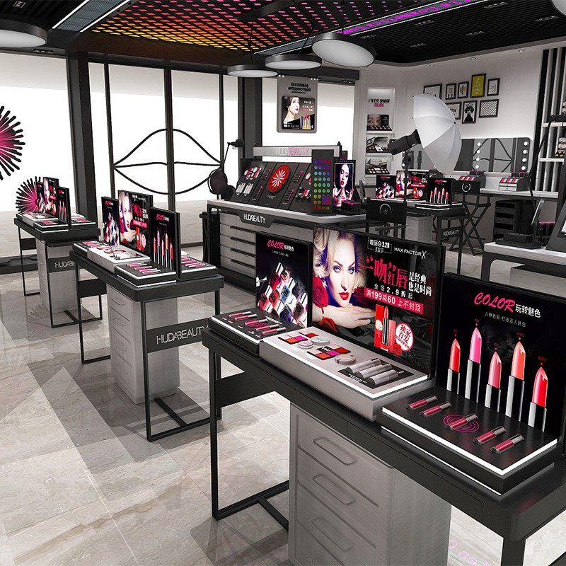 实力厂家商场展柜制作化妆品护肤品彩妆展示柜韩式创意展示架