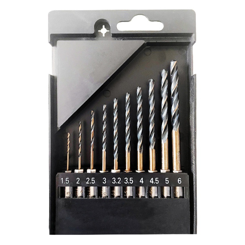 Broca de acero inoxidable de mango hexagonal de 13 piezas 4341 Broca helicoidal de dos colores negra y amarilla de acero de alta velocidad 1.5-6.5 Juego